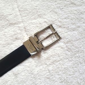 Black/brown and silver reversible chaps belt